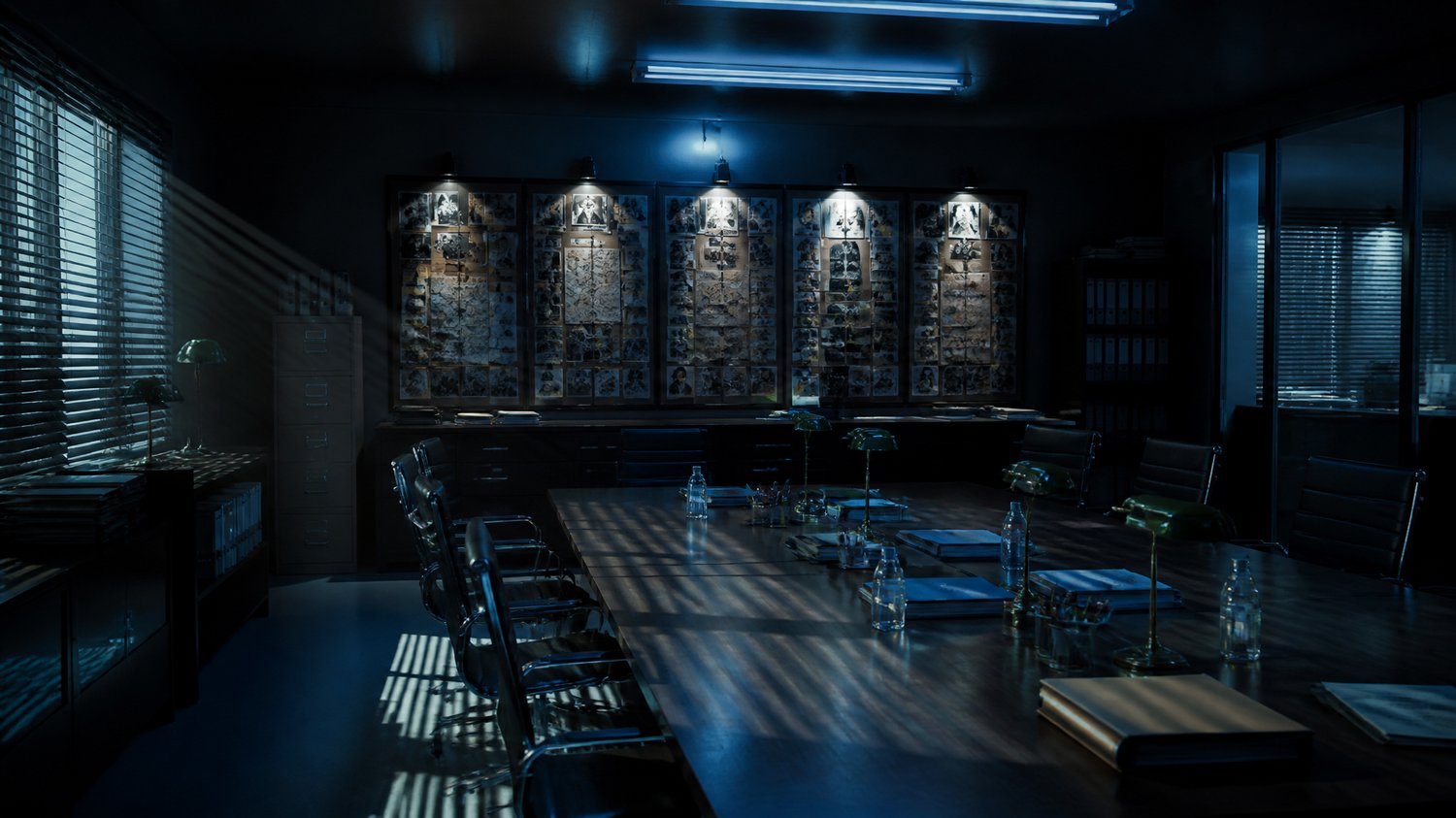 The Briefing Room — Where Sajal builds his profiles and the team is pulled together — the room where a portrait of “the killer” is assembled, sometimes by the killer herself.
