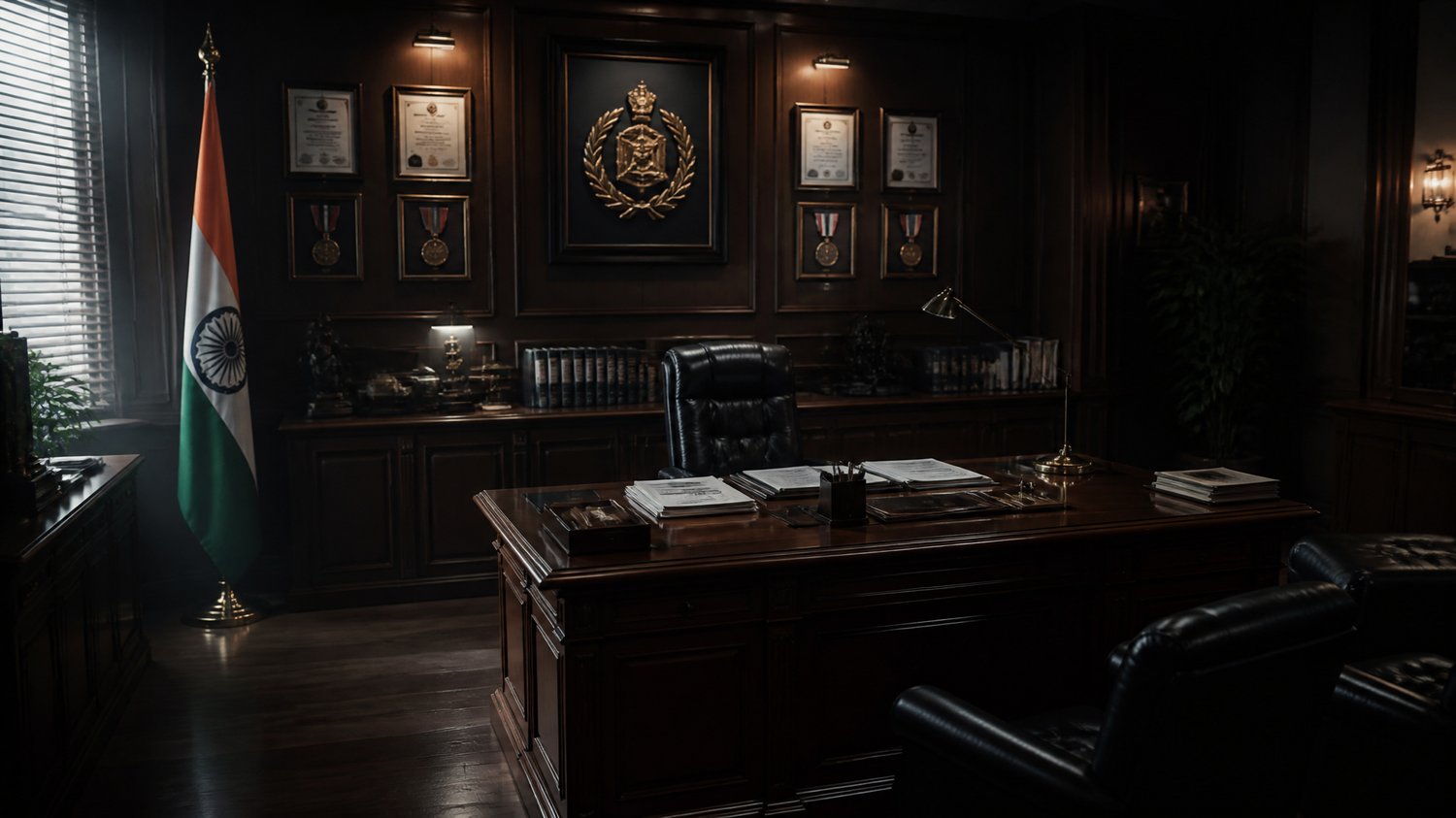 Commissioner’s Office — Angad Bedi’s domain, where the public manhunt is steered and the press is managed.