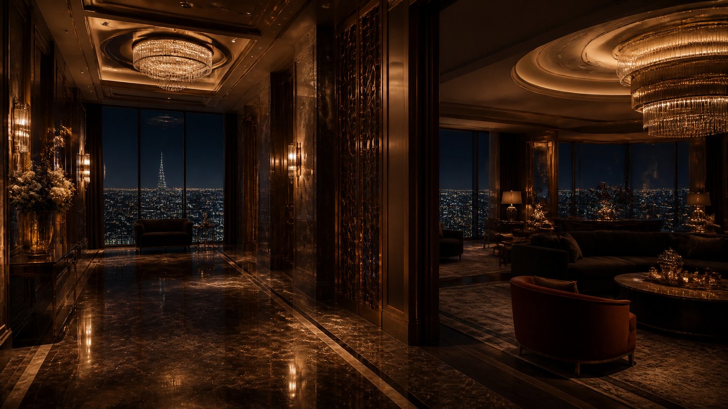 Five-Star Mumbai — Suites and lobbies in marble, brass, velvet and chandeliers, floor-to-ceiling city views — Rosy’s world, beauty for sale, the world that shelters monsters.