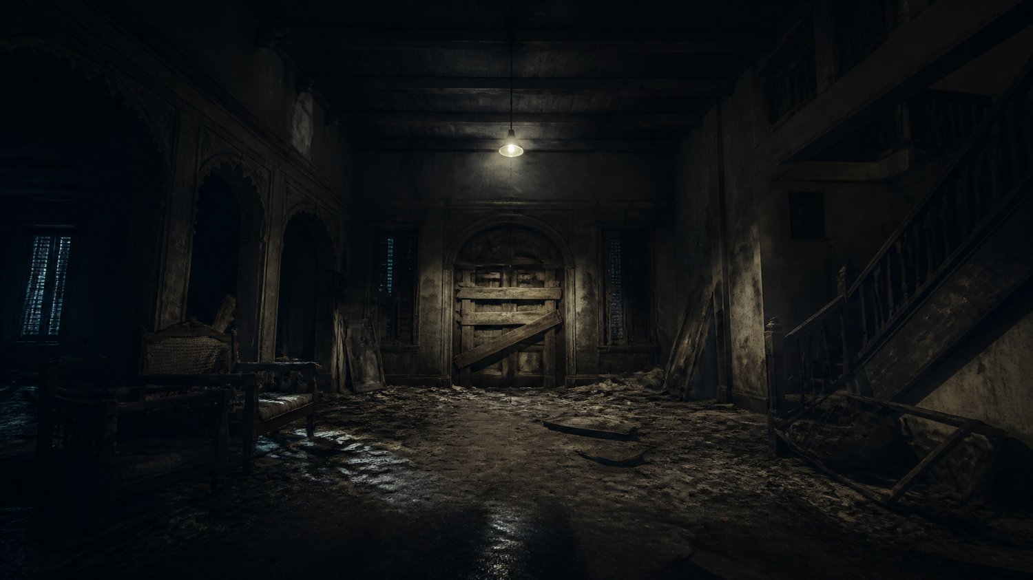 Rajjo Sadan (Interior) — A single bare bulb, a barricaded room, a living baby — the climax’s last, terrible stand.