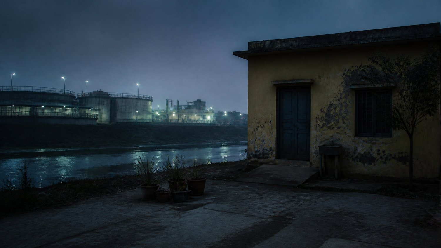 Satpal’s House — A nondescript yellow house by the Yamuna, near a water-treatment plant, with a foul stench. A sad attempt at domesticity above a locked basement lair.