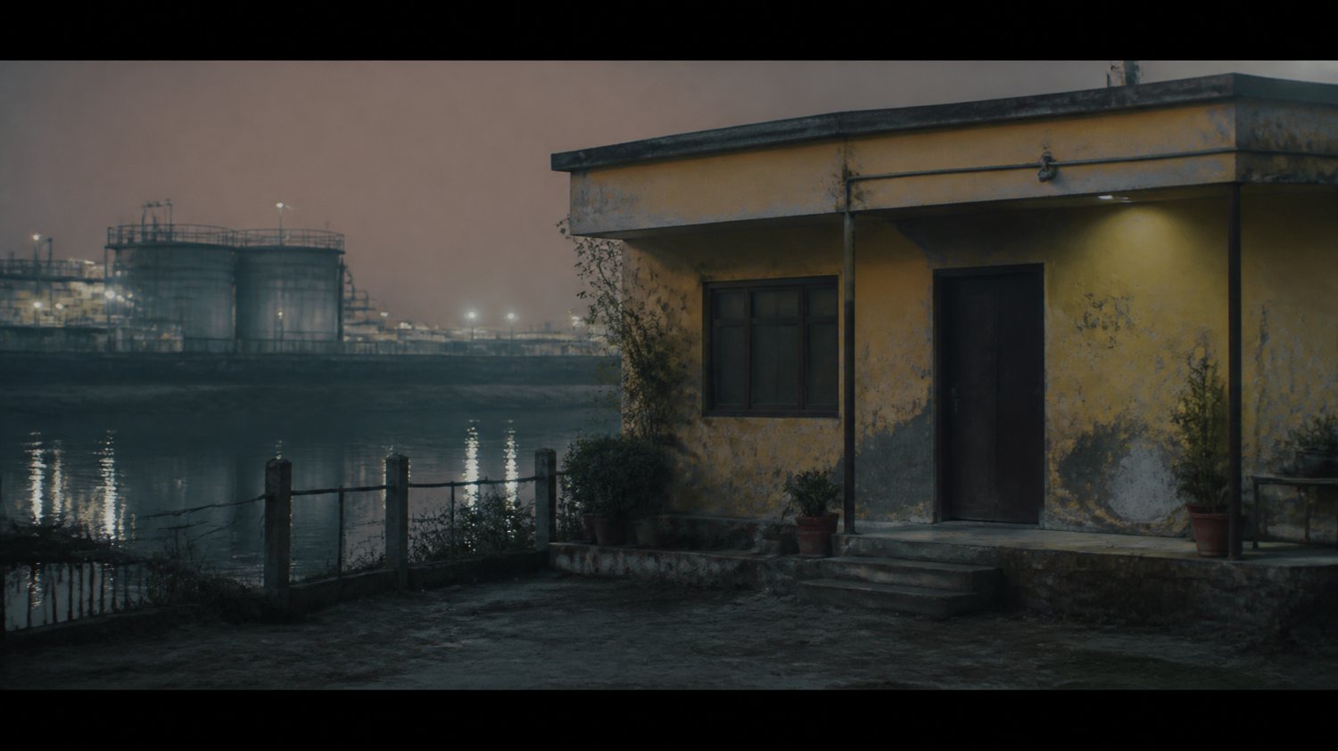 Satpal’s House — A nondescript yellow house by the Yamuna, near a water-treatment plant, with a foul stench. A sad attempt at domesticity above a locked basement lair.