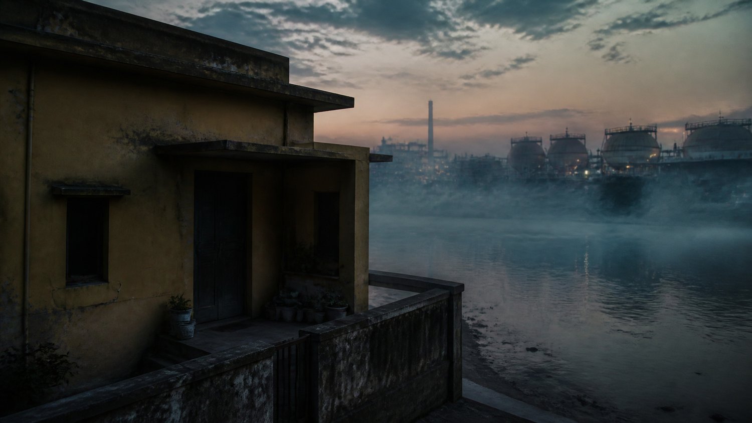 Satpal’s House — A nondescript yellow house by the Yamuna, near a water-treatment plant, with a foul stench. A sad attempt at domesticity above a locked basement lair.