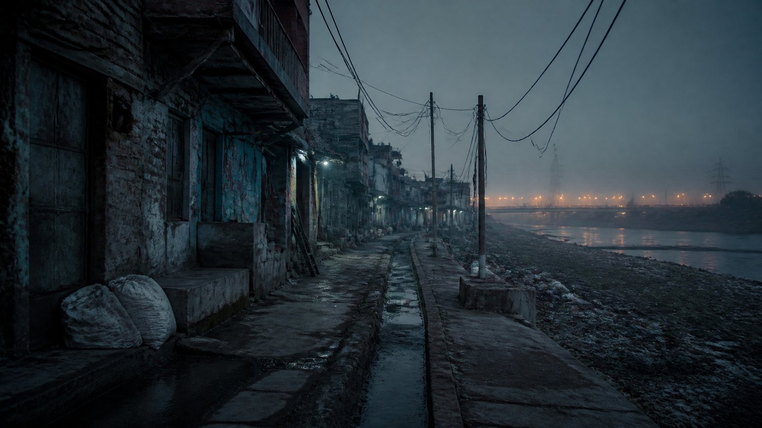 Soniya Vihar — The foul-smelling riverside lane the team finally traces — phytoplankton on the jars leading them to the water’s edge.