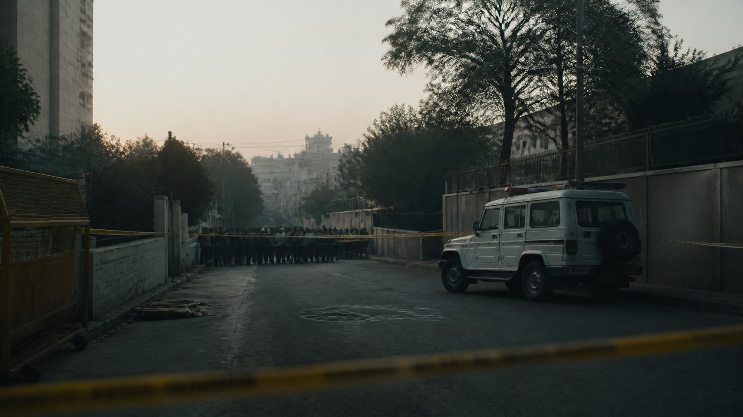 The Crime Scene — A street at dawn, taped off — the city’s violence made suddenly, publicly visible.