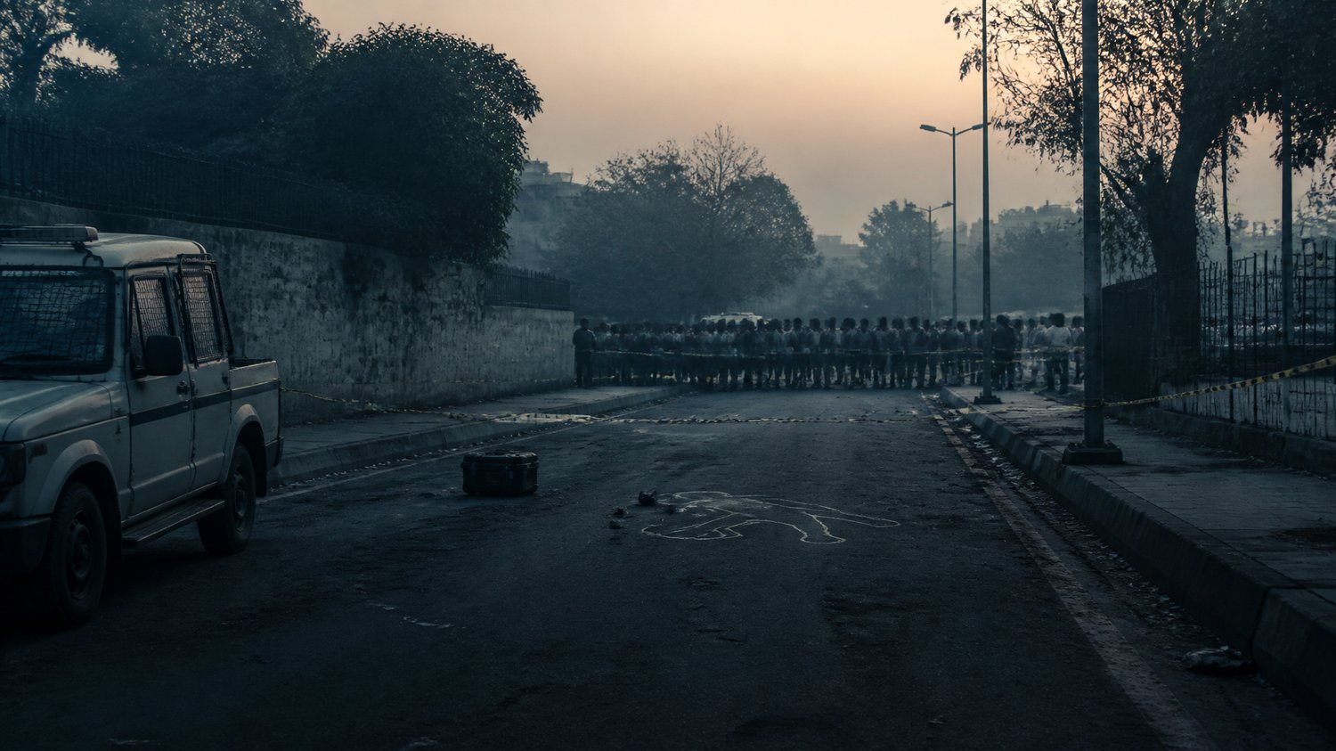 The Crime Scene — A street at dawn, taped off — the city’s violence made suddenly, publicly visible.